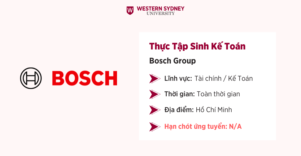 Thực Tập Sinh Kế Toán – Bosch Vietnam